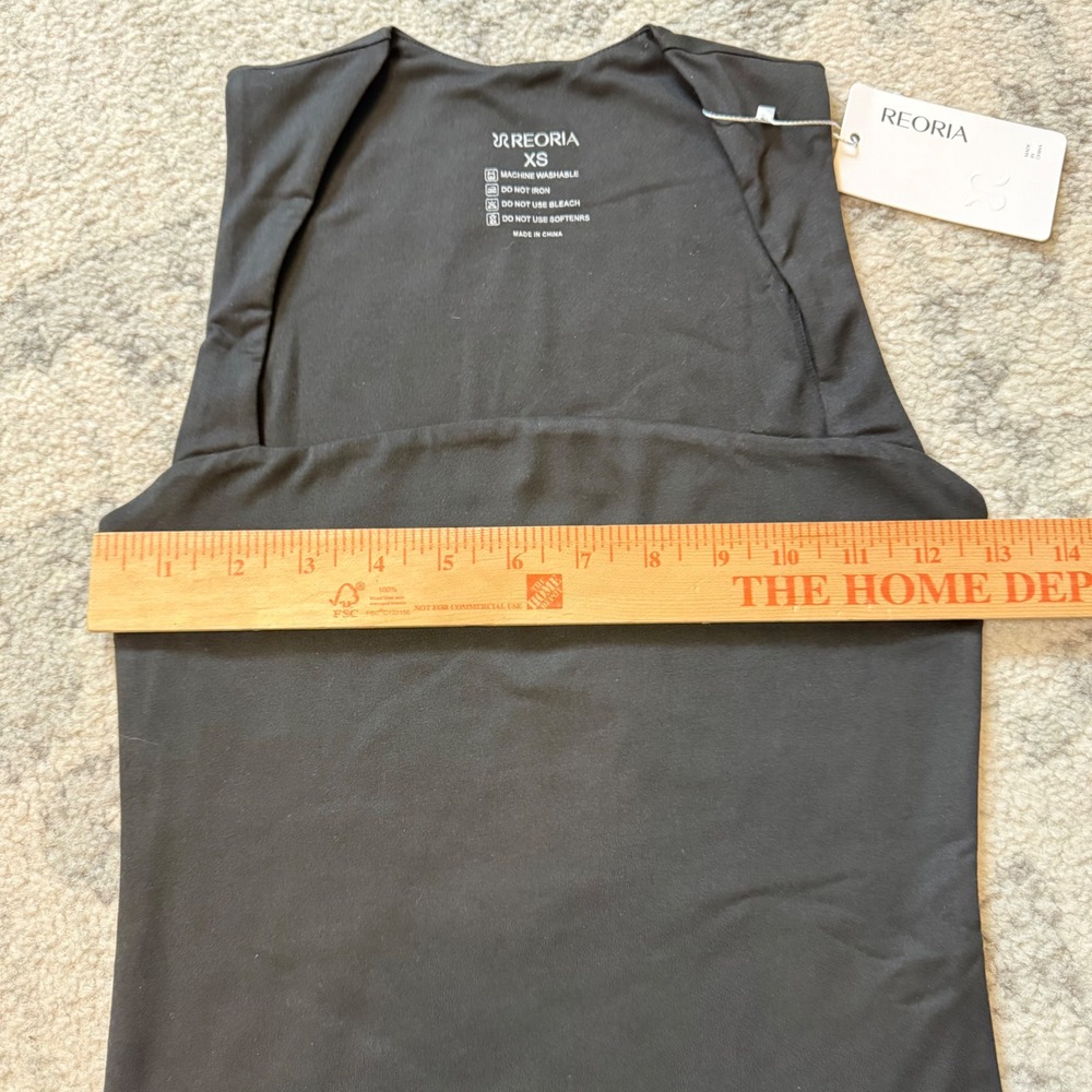 REORIA Womens Black Square Neck Sleeveless Bodysuit Double Lined Tank Top XS NWT - Picture 2 of 4